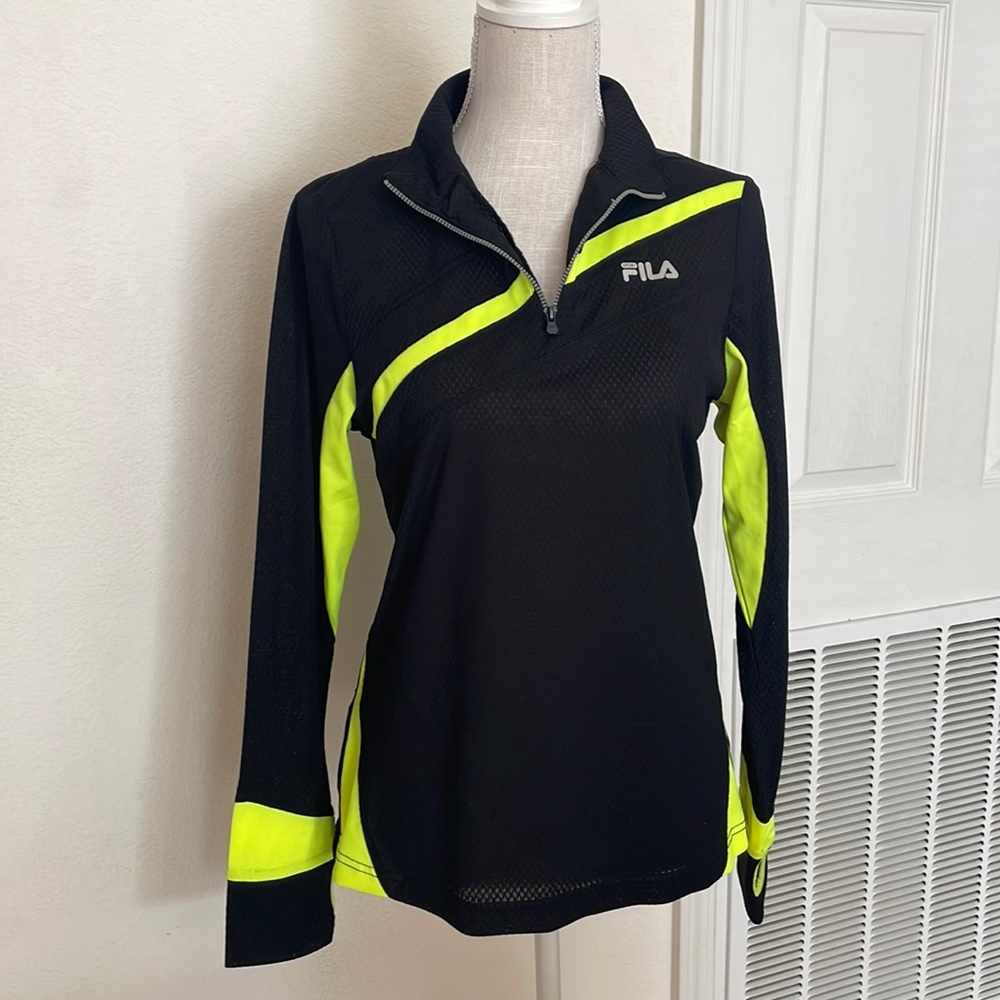 FILA Sport woman running 3/4 zip lightweight breathable long sleeve mesh top